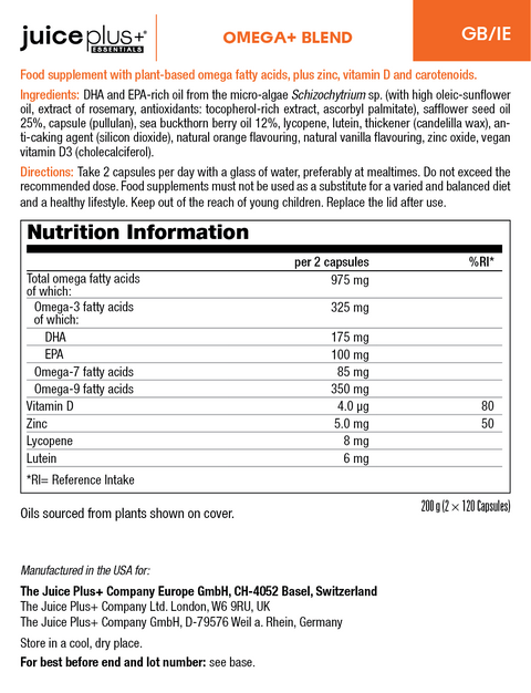 Mélange de fruits, légumes, baies et oméga+ Capsules
